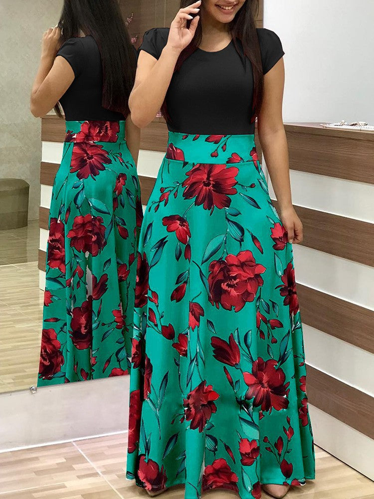 Jupe maxi pour femmes avec motifs floraux et taille élastique Levoire