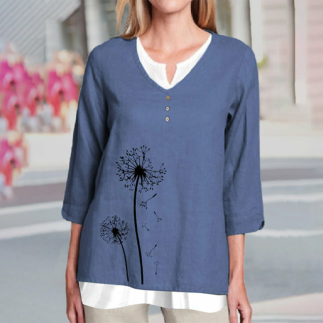 Levoire | Blouse Avec Imprimé De Pissenlit Bleu