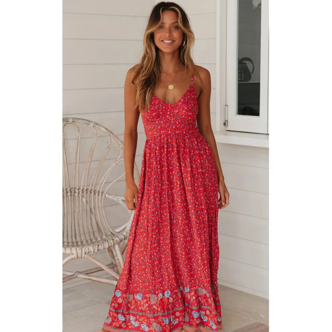 Levoire | Robe d'été sans manches maxi pour femmes Rot