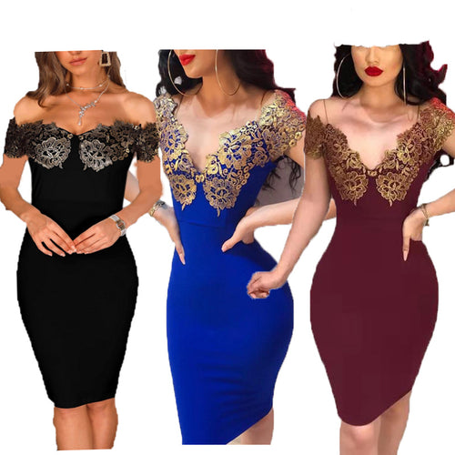 Robe de cocktail élégante pour femmes avec des manches en dentelle artistiques et un décolleté séduisant Levoire
