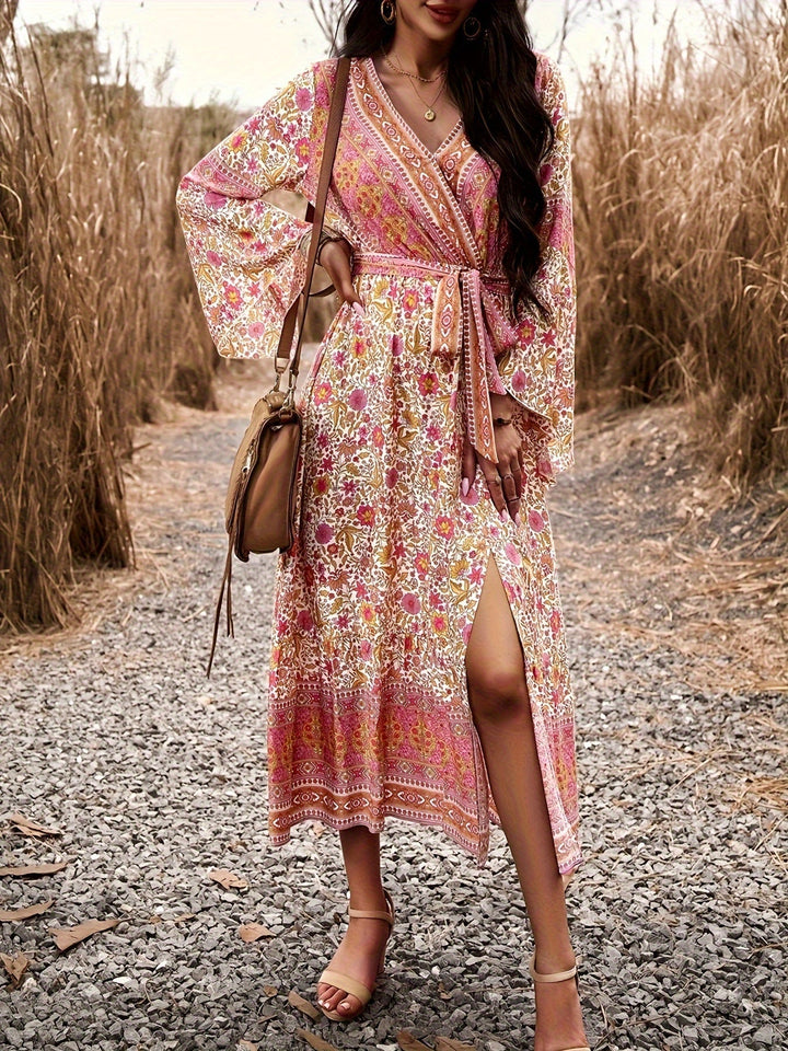 Levoire | Femme Robe avec décolleté cache-cœur et imprimé floral - Rose