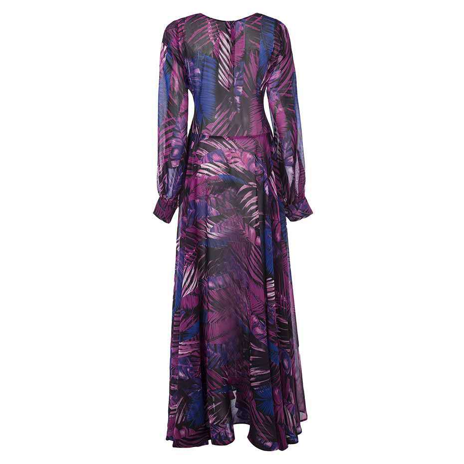 Levoire | Vivant Rouge Motif de Feuille Jupe Ample Violet-rouge