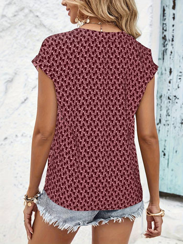 Levoire | T-Shirt Court À Manches Courtes Géométrique Avec Décolleté En V