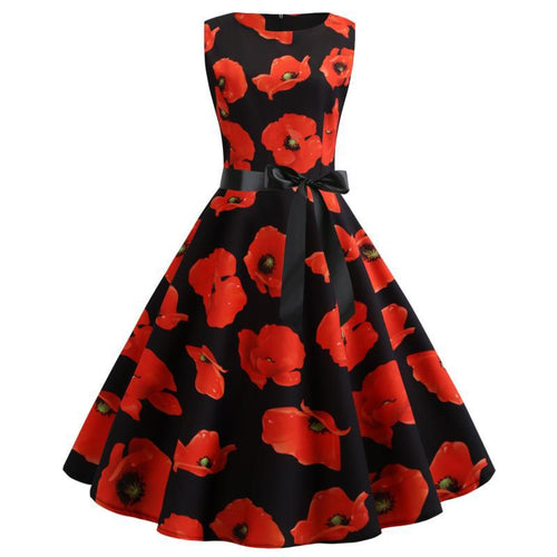 Robe évasée femme avec motif floral et ceinture de taille élégante Levoire