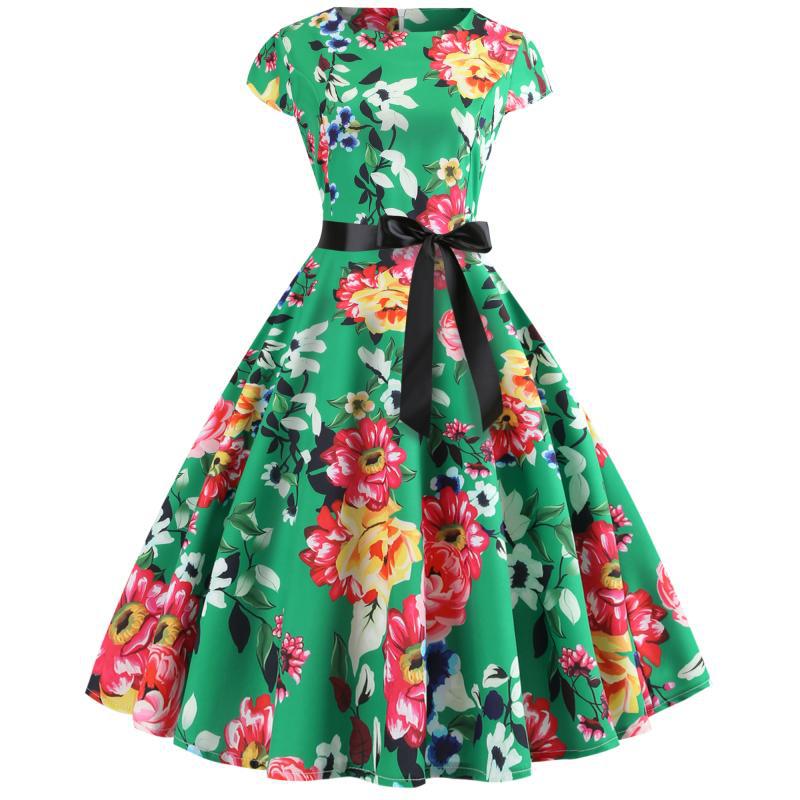 Robe midi femme avec un motif floral et une ceinture réglable à la taille Levoire