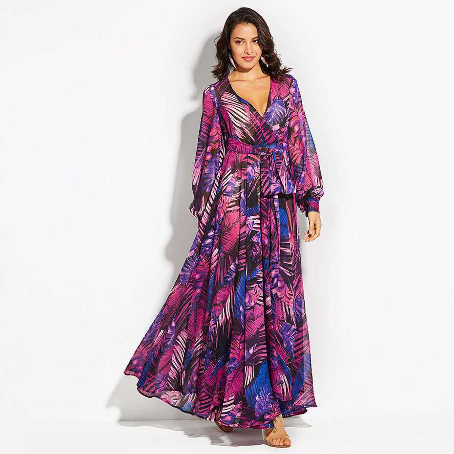 Levoire | Vivant Rouge Motif de Feuille Jupe Ample