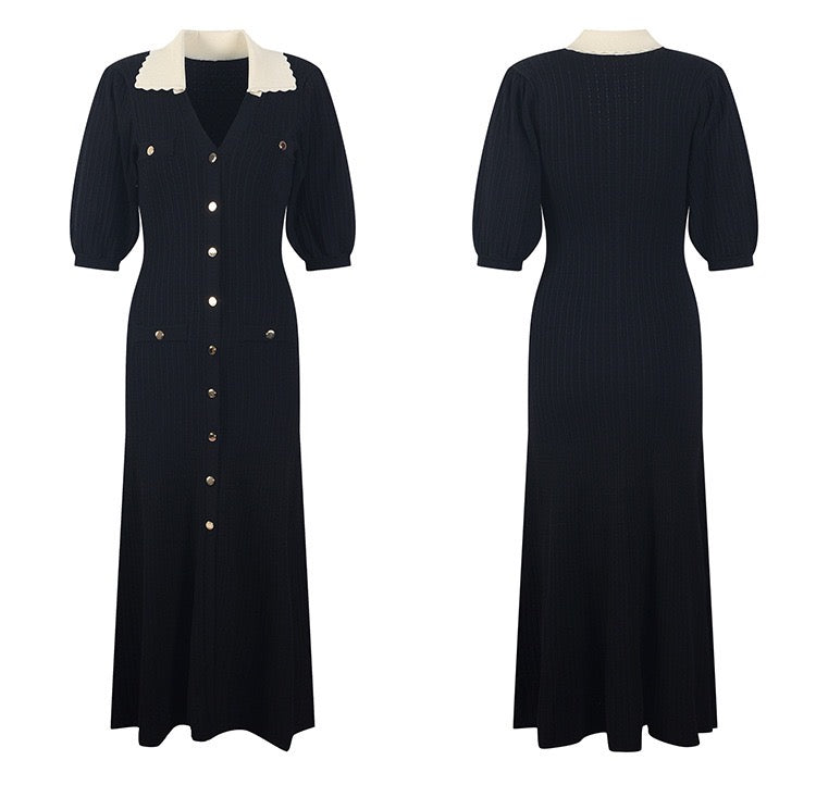 Levoire | Robe Midi À Col En Tricot Noir