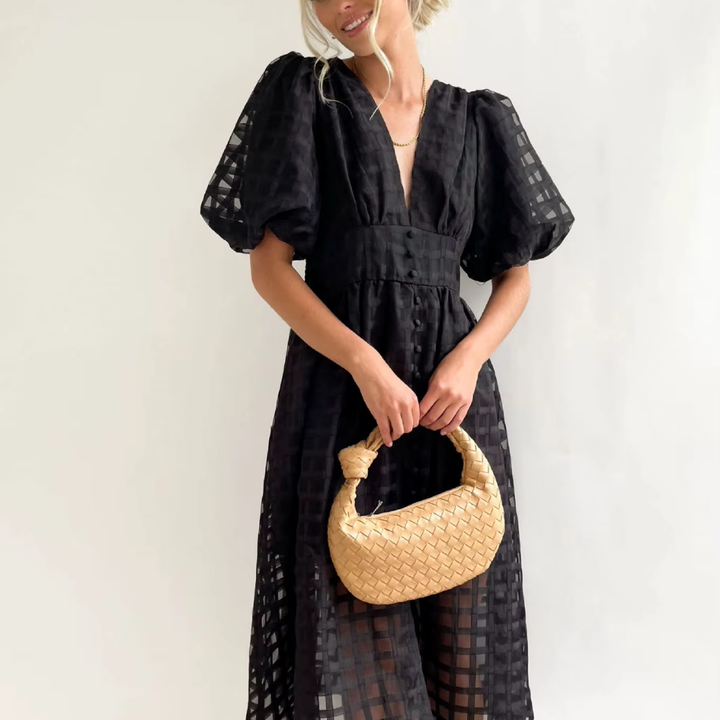 Levoire | Robe Longue En Tulle Avec Des Manches Bouffantes