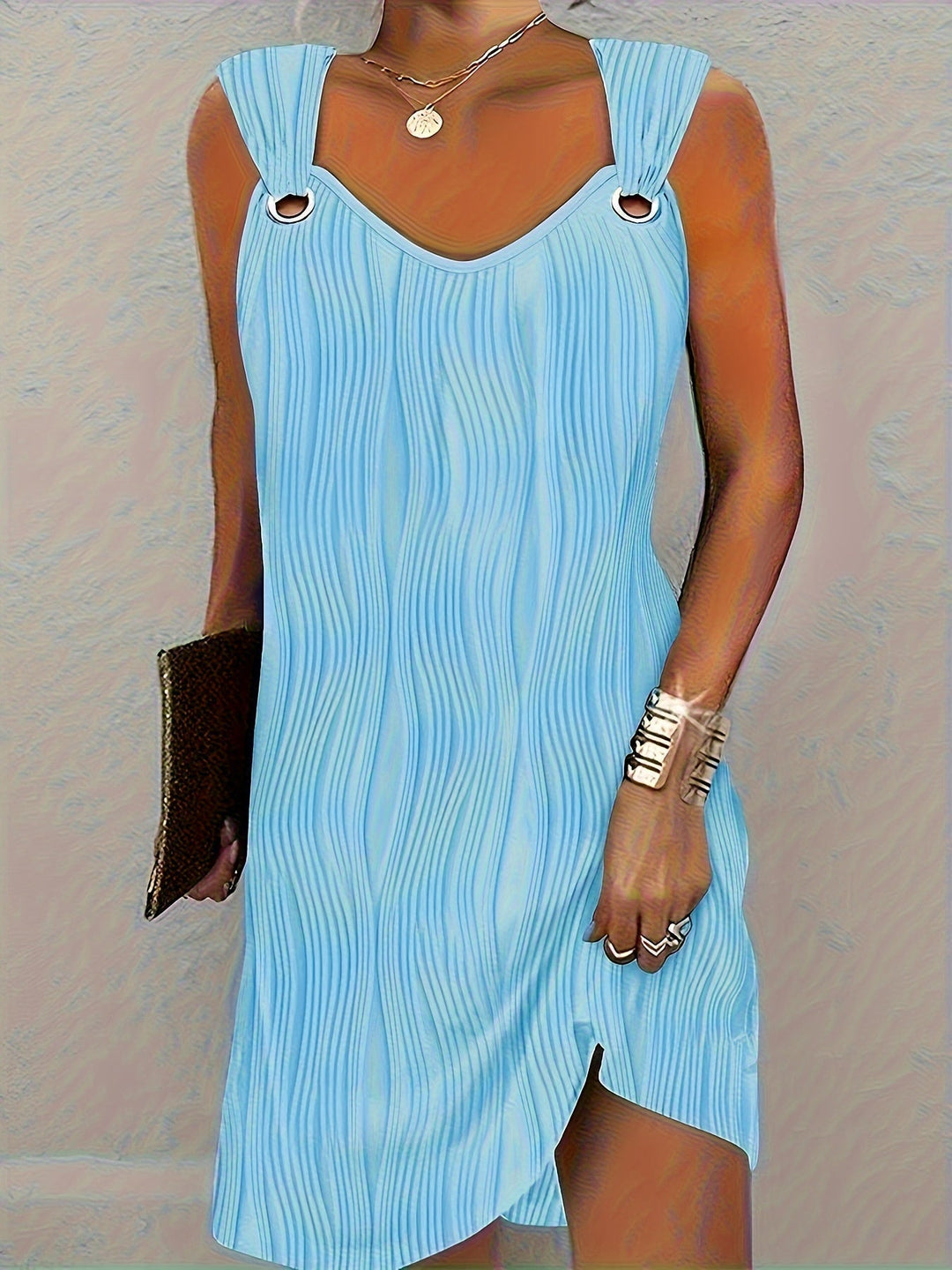 Levoire | Robe À Rayures Ondulées Bleu ciel