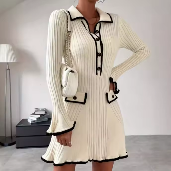 Levoire | Robe tricotée avec col et détails contrastés