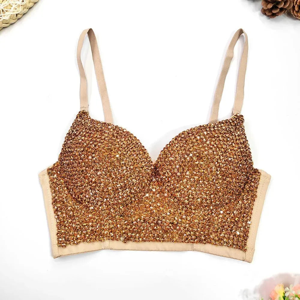 Levoire | Haut sexy bustier à décolleté en V avec de légers diamants Haut Skin Vin Mousse Diamant