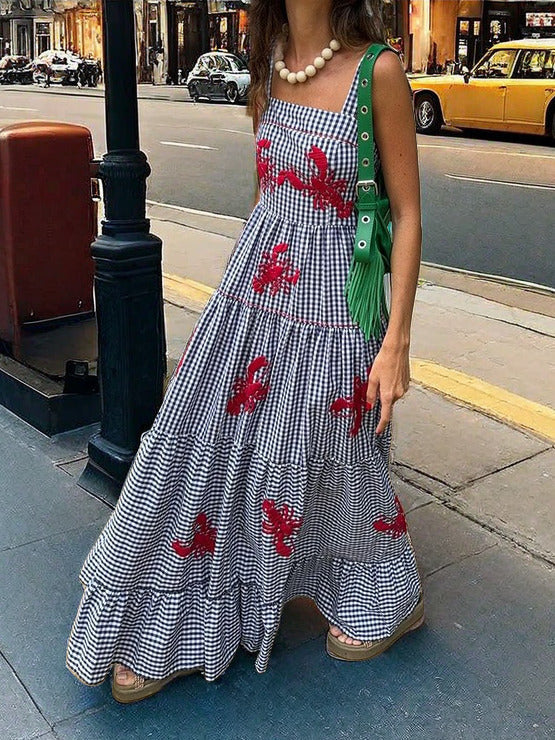 Levoire | Robe camisole midi de vacances brodée exquise