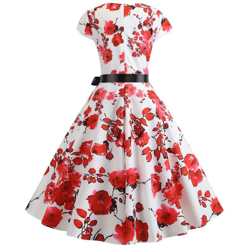 Robe Swing Femme avec Motif Floral et Détails en Béton Levoire