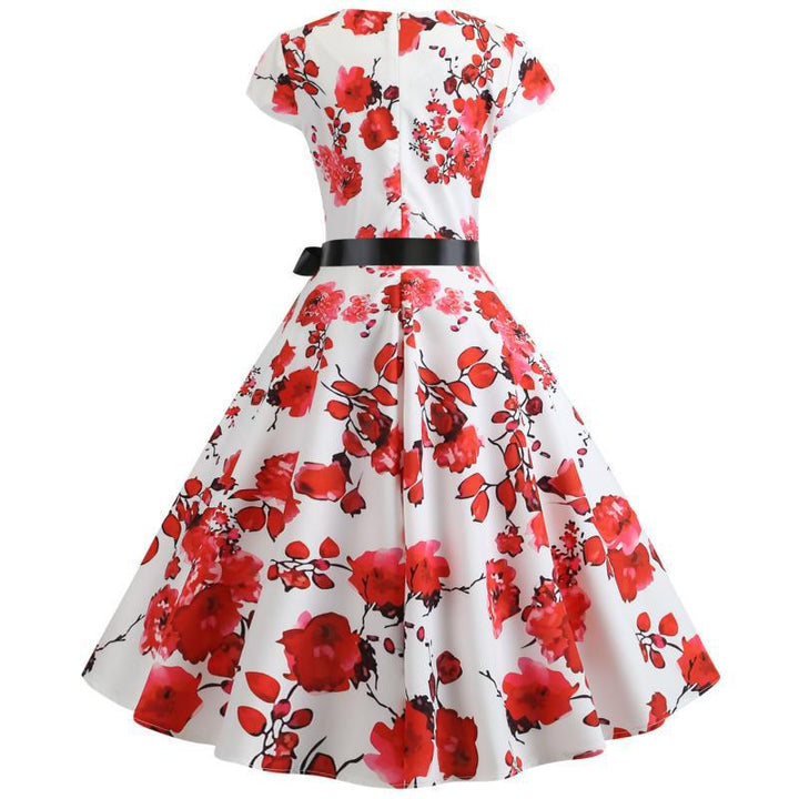 Robe Swing Femme avec Motif Floral et Détails en Béton Levoire