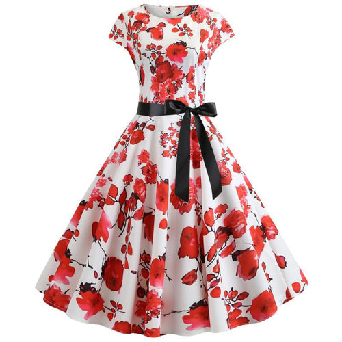 Robe Swing Femme avec Motif Floral et Détails en Béton Levoire