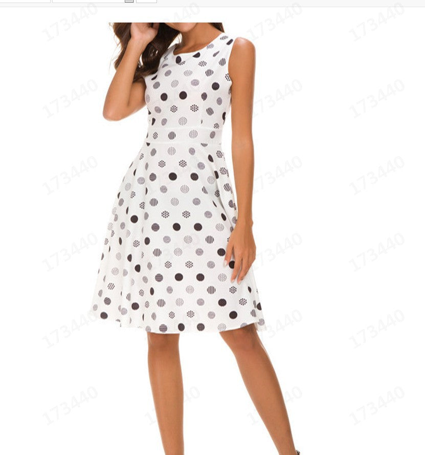 Robe midi pour femmes avec un motif à pois ludique et une jupe évasée Levoire