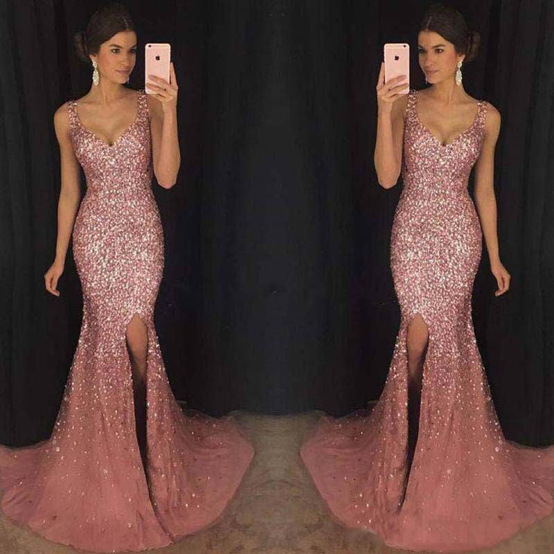 Levoire | Robe Longue Slim Fit Paillette Imperméable Rosa