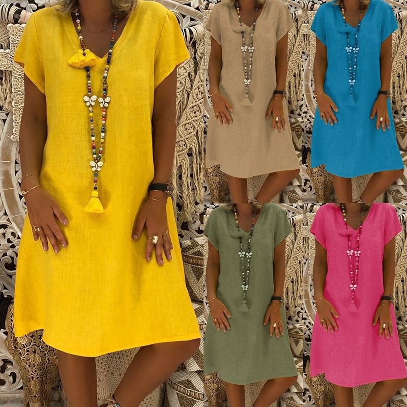 Robe d'été pour femmes avec décolleté en V décontracté et ourlet asymétrique Levoire