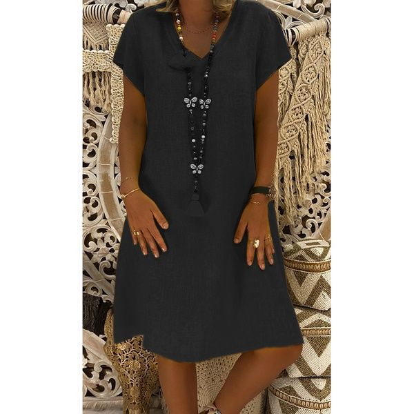 Robe d'été pour femmes avec décolleté en V décontracté et ourlet asymétrique Levoire