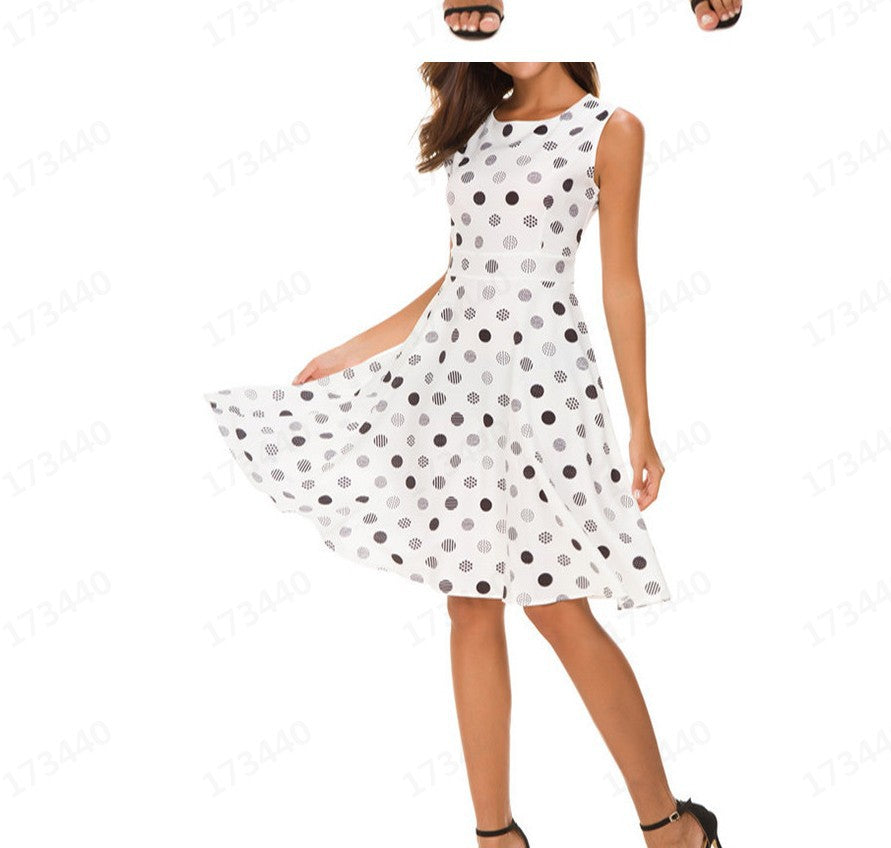 Robe midi pour femmes avec un motif à pois ludique et une jupe évasée Levoire