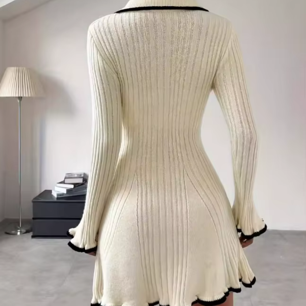 Levoire | Robe tricotée avec col et détails contrastés