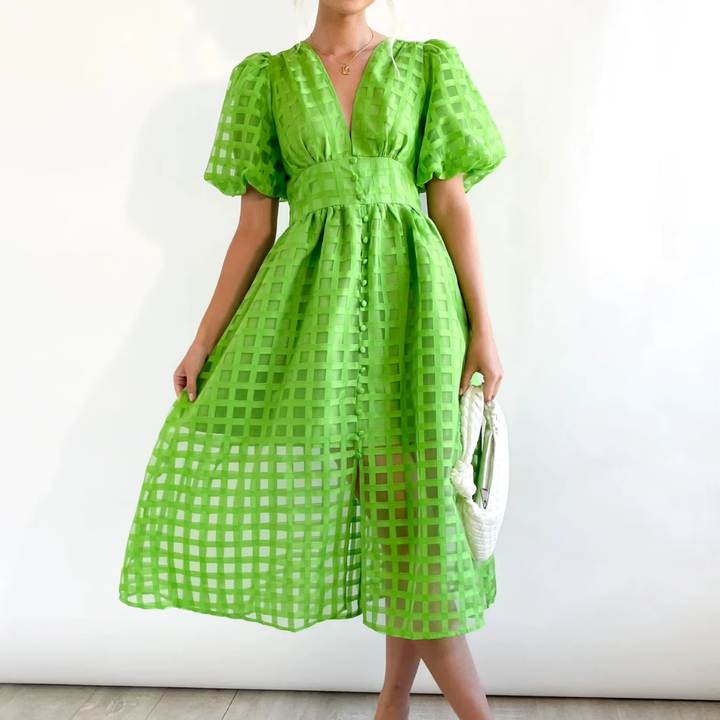 Levoire | Robe Longue En Tulle Avec Des Manches Bouffantes