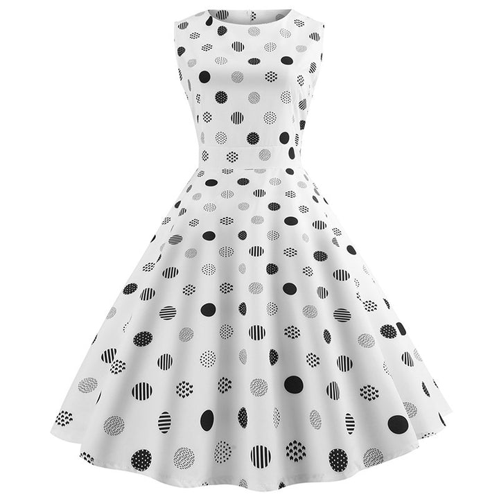 Robe midi pour femmes avec un motif à pois ludique et une jupe évasée Levoire
