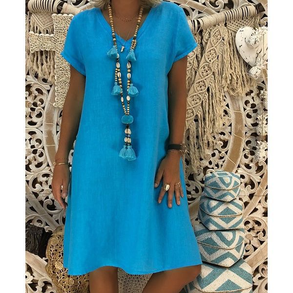 Robe d'été pour femmes avec décolleté en V décontracté et ourlet asymétrique Levoire