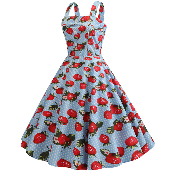 Robe swing femme avec un design joyeux de fraises et une jupe évasée Levoire