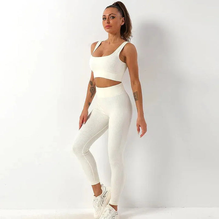 Levoire | Pantalons de yoga associés à un débardeur de yoga Beige Série Olkatu