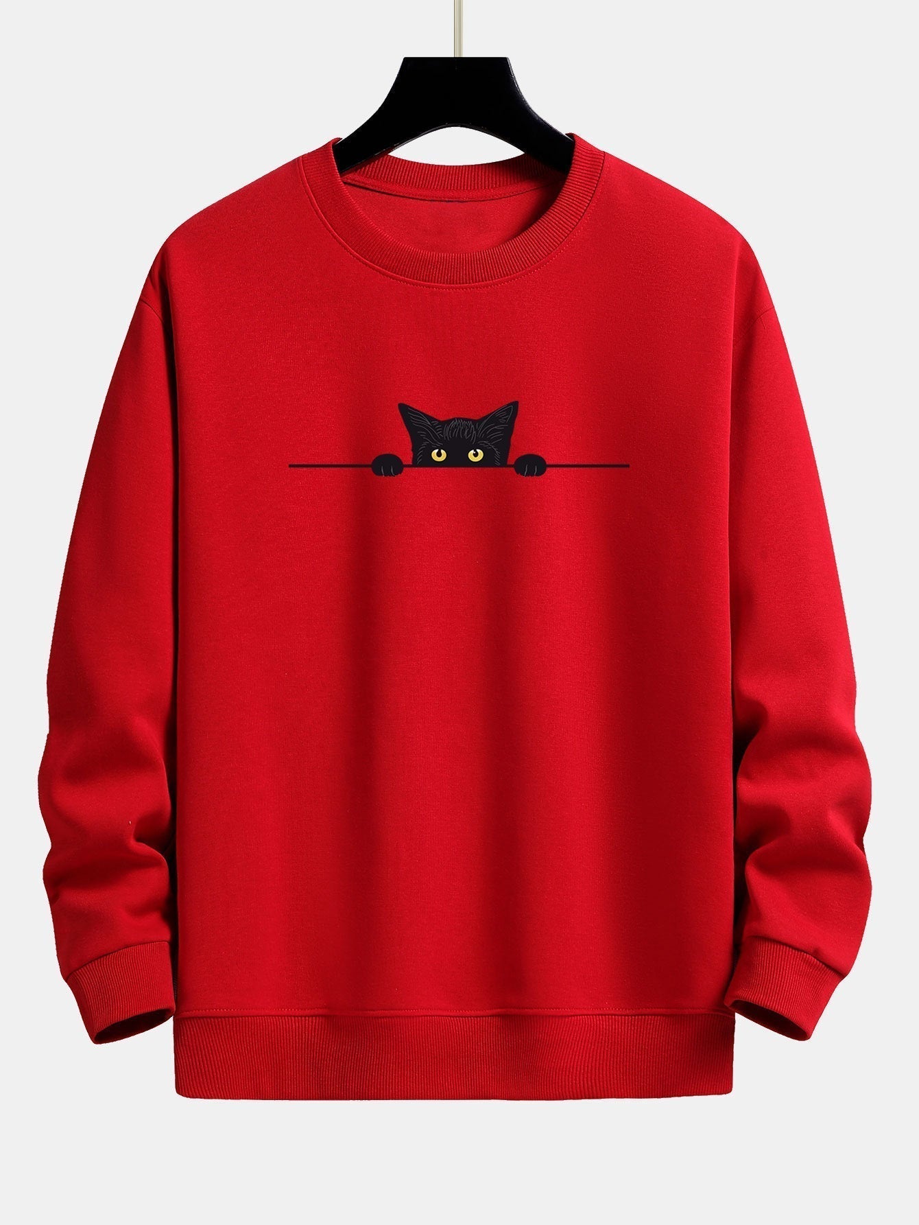 Levoire | Pull Ras Du Cou Avec Motif De Chat Ludique Rot