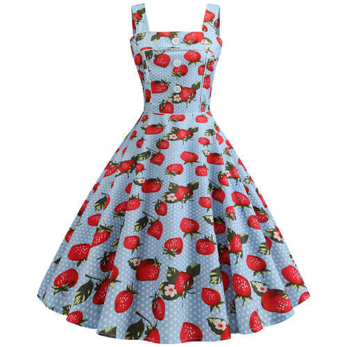 Robe swing femme avec un design joyeux de fraises et une jupe évasée Levoire