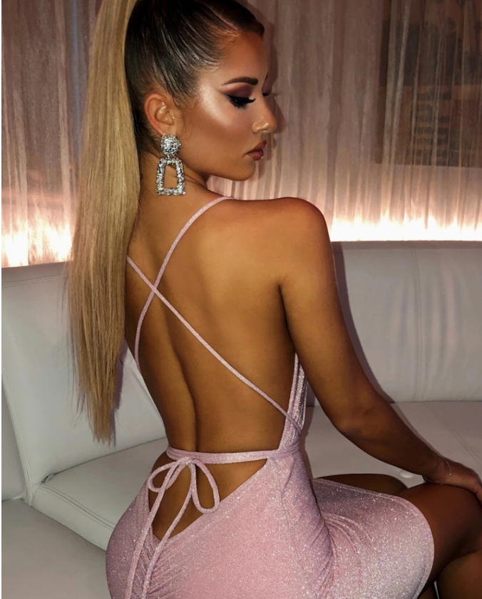 Levoire | Robe mini glamour pour femme fête Rose