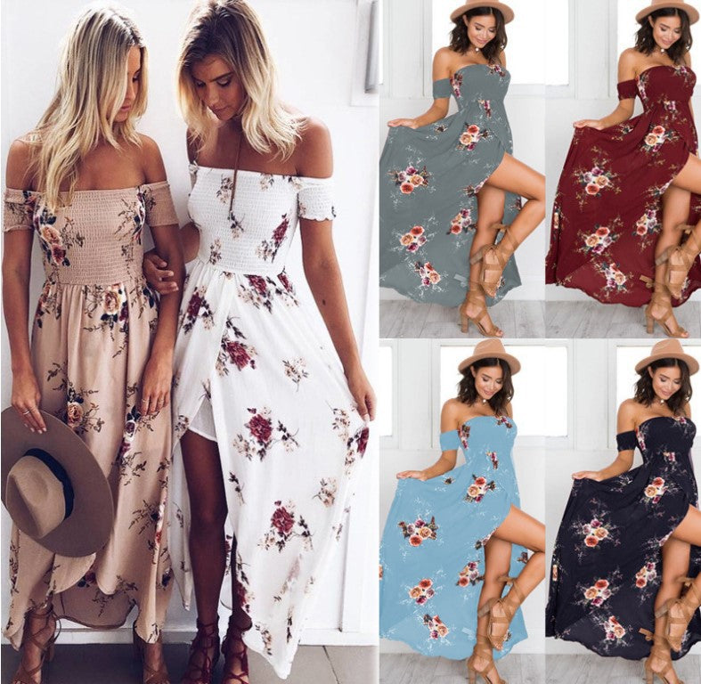 Robe maxi femme avec design décolleté et motifs floraux Levoire