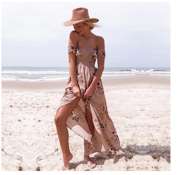 Robe maxi femme avec design décolleté et motifs floraux Levoire