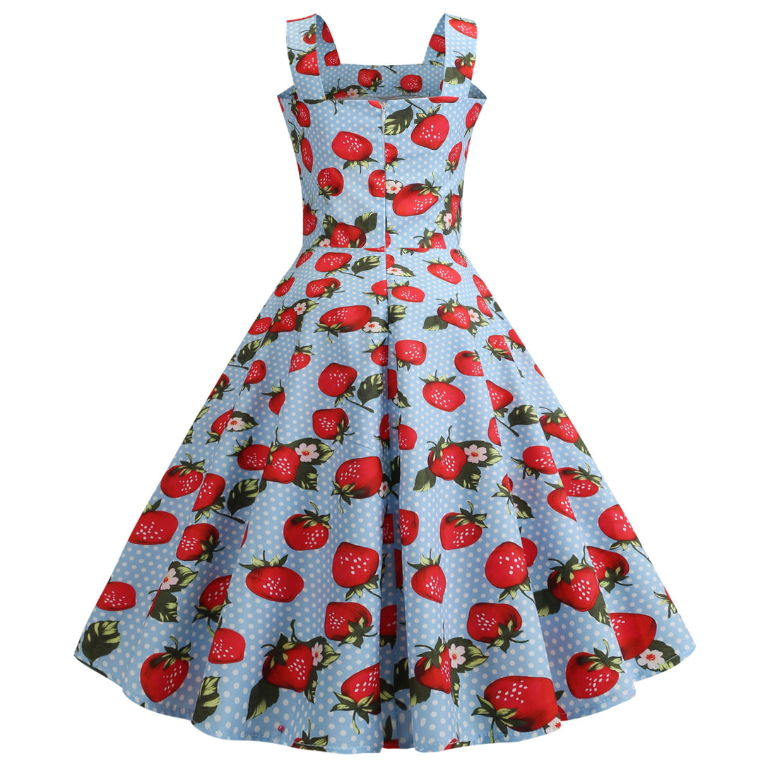 Robe swing femme avec un design joyeux de fraises et une jupe évasée Levoire