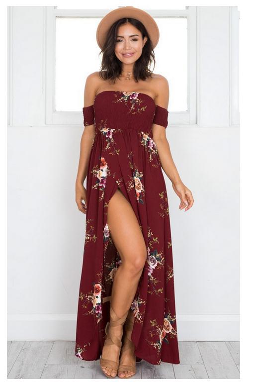 Robe maxi femme avec design décolleté et motifs floraux Levoire