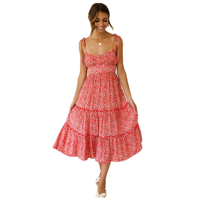 Robe maxi pour femmes avec des détails de volants ludiques et des bretelles délicates Levoire
