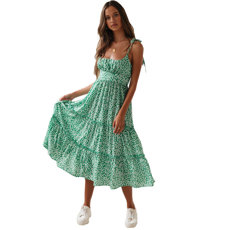 Robe maxi pour femmes avec des détails de volants ludiques et des bretelles délicates Levoire