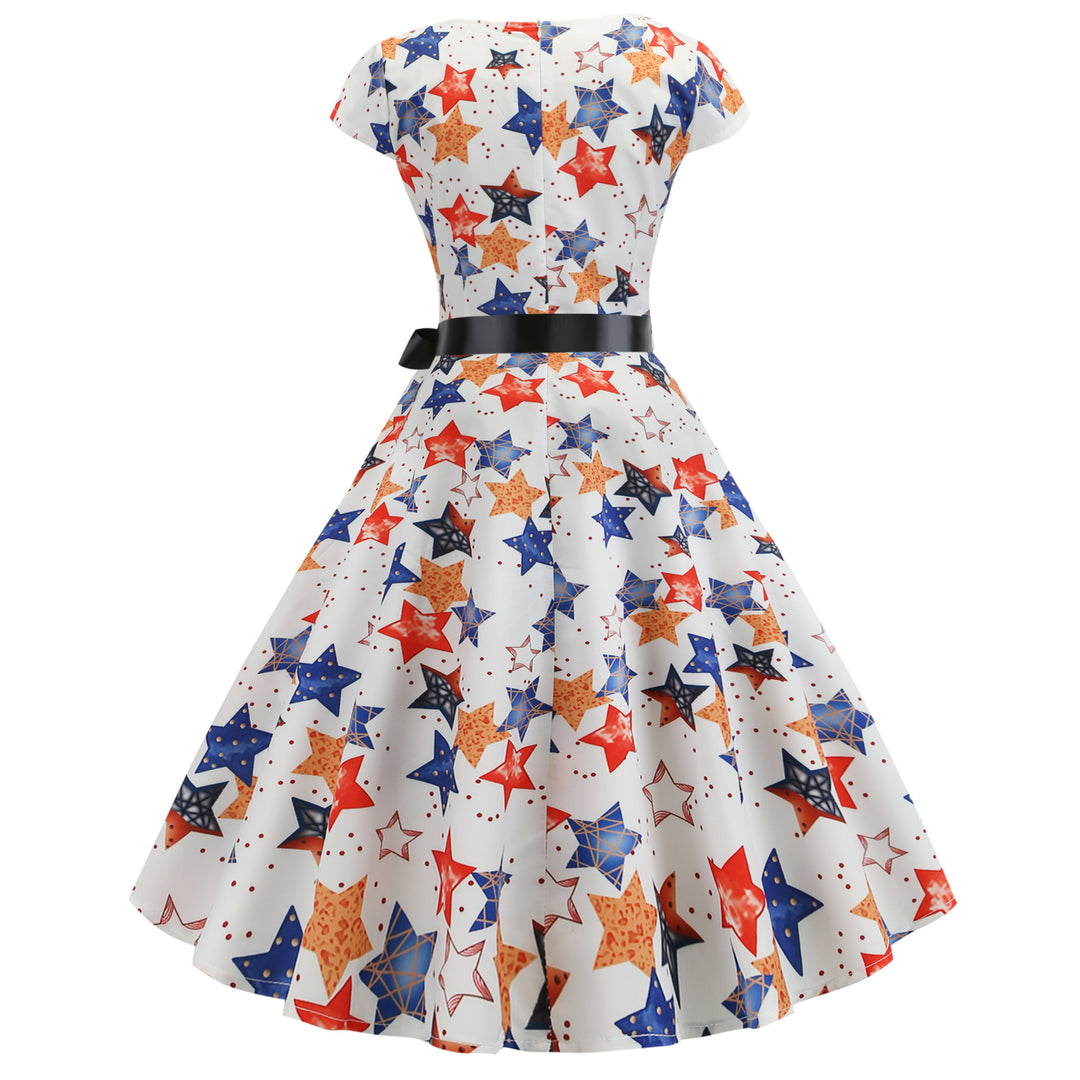 Robe swing pour femmes avec décolleté en V profond et jupe volumineuse Levoire