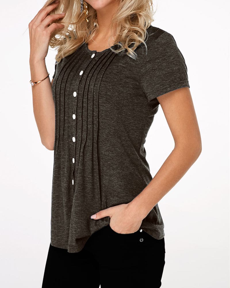Levoire | Blouse Avec Boutons, Col Rond Et Manches Courtes