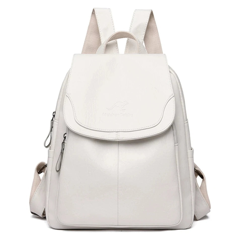 Levoire | Sac À Dos En Cuir Élégant Avec Protection Anti-Vol Pour Femmes Blanc pur