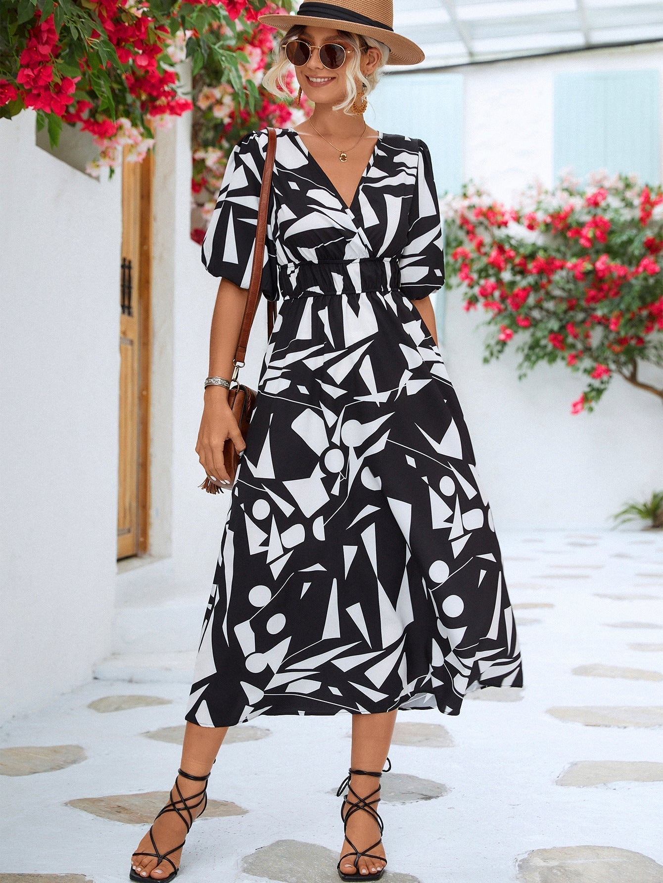 Levoire | Robe Avec Motif Géométrique Et Décolleté En V