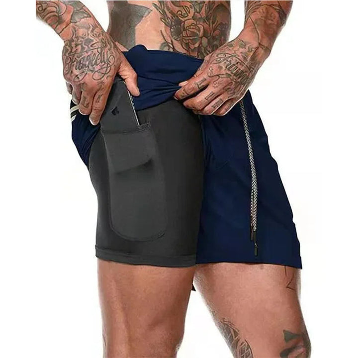 Levoire | 2 en 1 Shorts de sport pour hommes Merensininen (noire)