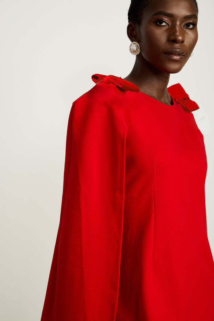 Levoire | Détail De Nœuds Rouges Cape Mini Robe