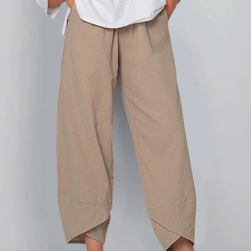 Levoire | Pantalon femme en coton léger et lin, confort d'été pour femmes Khaki