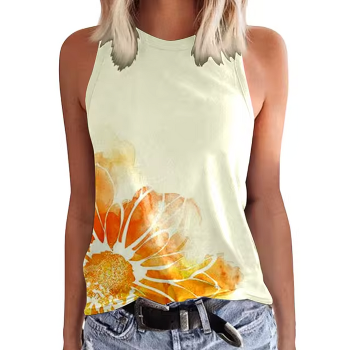 Levoire | T-Shirts Sans Manches Avec Imprimé Floral Jaune