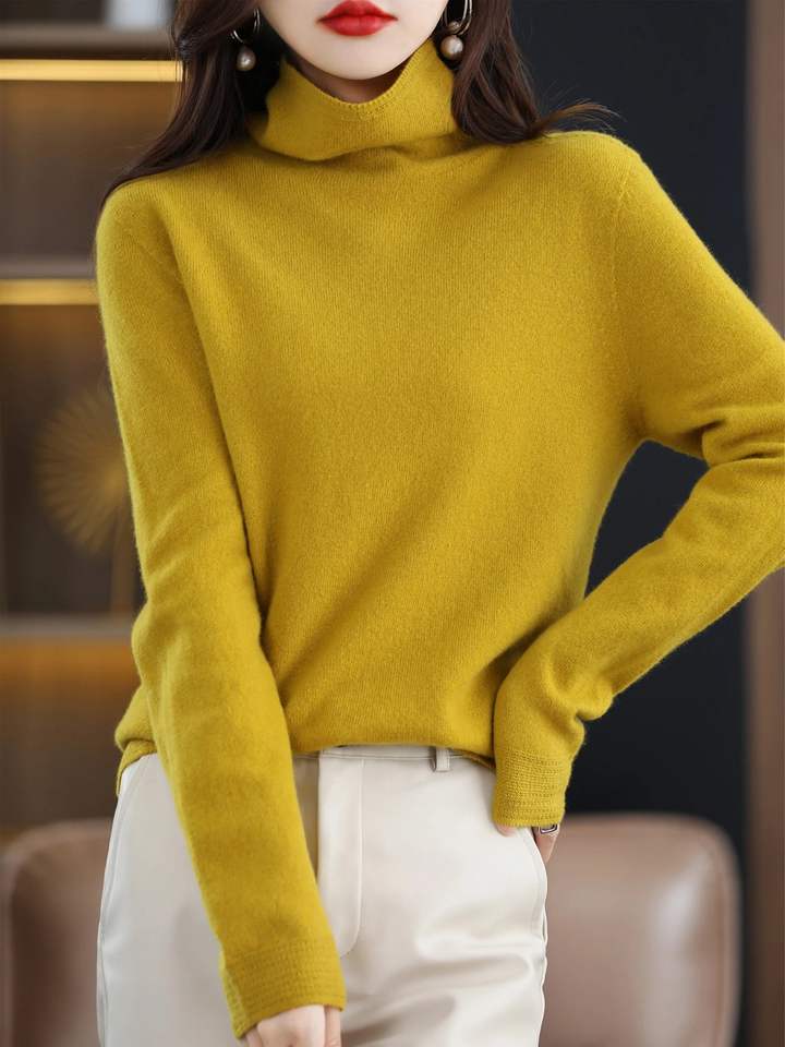 Levoire | Pull en cachemire Pull à col rond pour femmes Pull en tricot doux et confortable Jaune