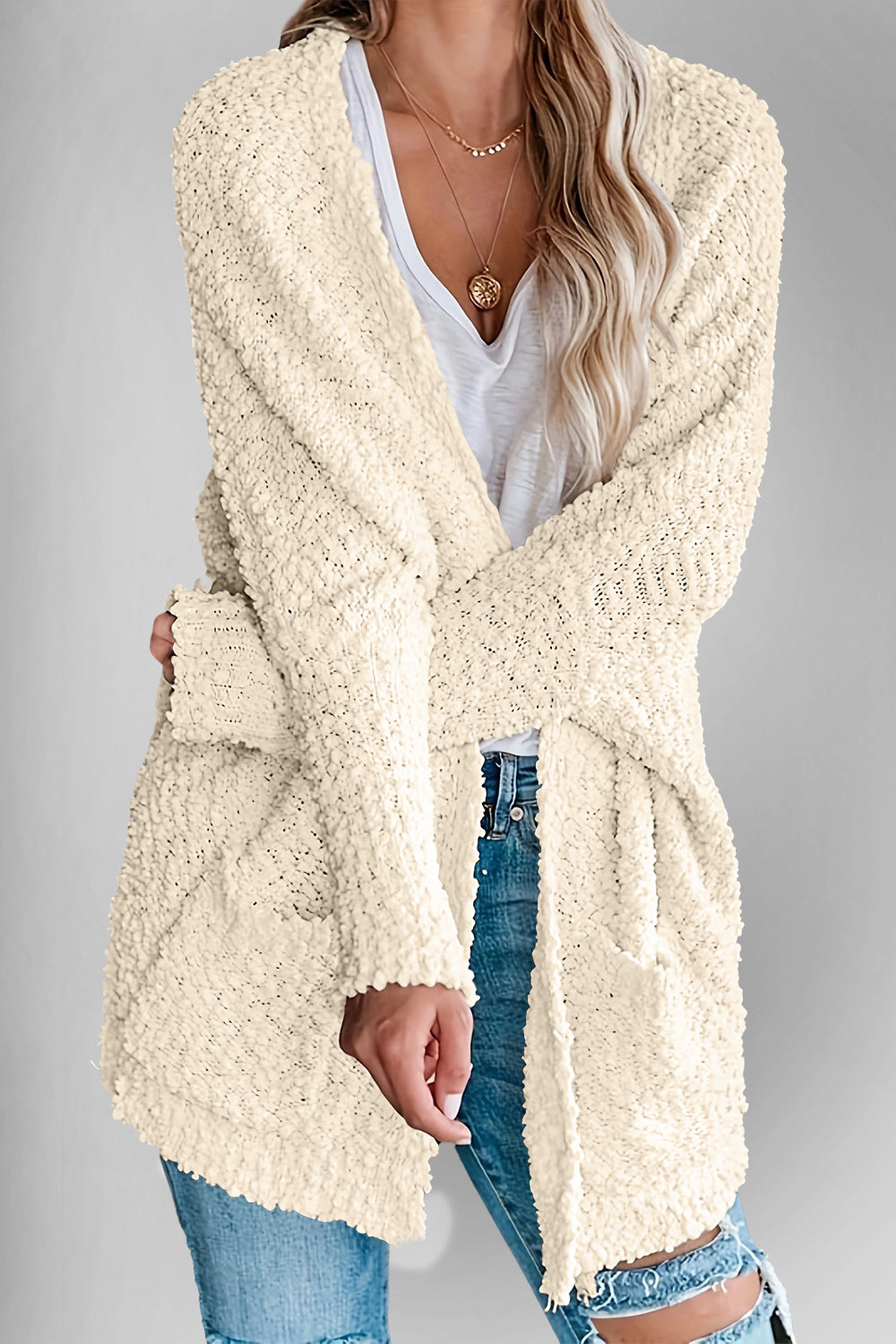 Levoire | Doppel Take Offene Front Long Manches Cardigan Avec Poches