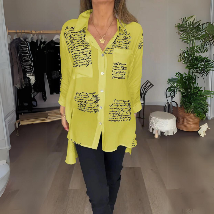 Levoire | Chemise Boutonnée Moderne Pour - Femmes - Manches Longues Jaune